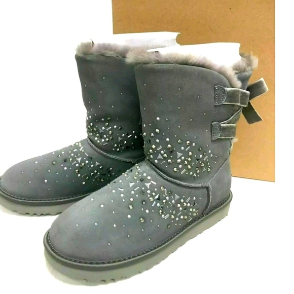 UGG Galaxy Bling Bow Gray Boots - Picture 5 of 6